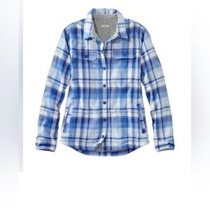 NWOT L.L.Bean Blue Plaid Shirt Flannel with Fleece Lining